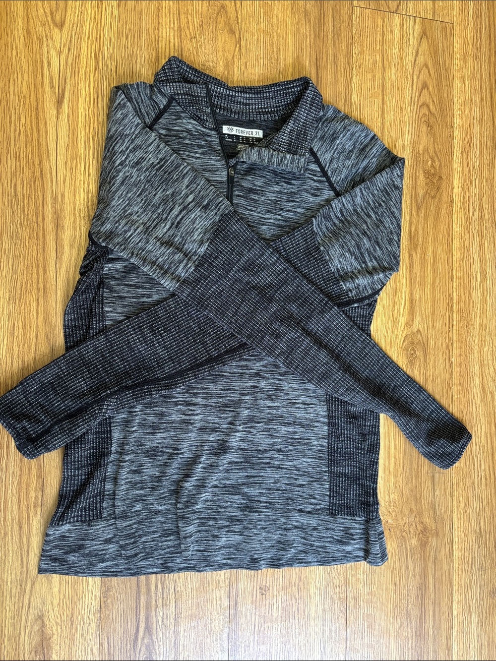 Forever 21 Grey Heathered Quarter-Zip Pullovers